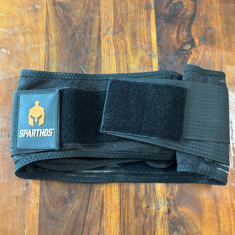 Sparthos Back Support Belt Lower Lumbar Brace with Removable Pad Black Medium